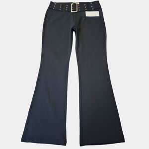 Dylan Ryan Mid-Rise Black Front Belt Detail Flare Dress Pants Size L